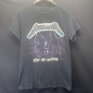 Metallica Ride The Lightning Shirt Mens Small Black Band Rock Graphic Tee Album